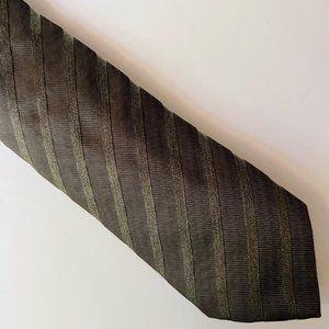 HUGO BOSS 100% Italian Silk Tie Brown/Tan Stripe NWOT